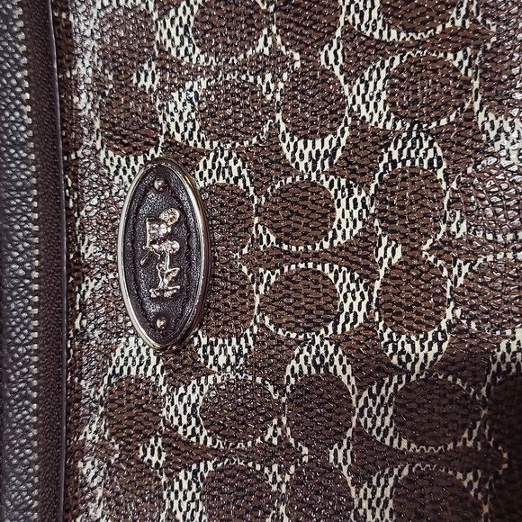 Coach Signature Wristlet Mini Bag Clutch Wallet Brown White Silver Women's OS - Picture 3 of 12